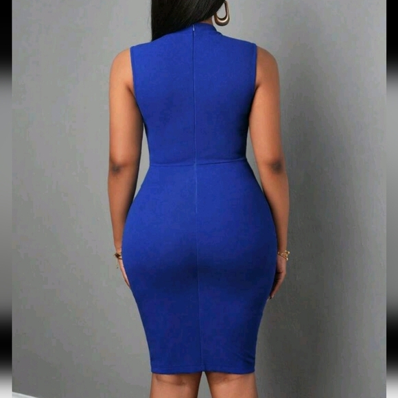 Elegant Minimalistic Solid Color Sleeveless Bodycon Dress - Picture 2 of 6